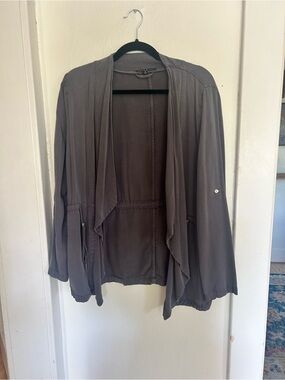 Haute Monde Draped Open-Front Jacket — Gray